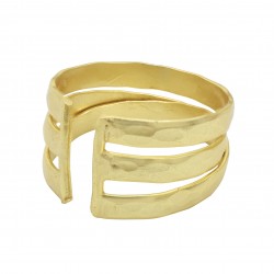 Brass Gold Plated Hammered Metal Adjustable Rings- A1R-8294