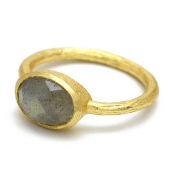 925 Sterling Silver Gold Plated Labradorite Gemstone Rings- A1R-8300
