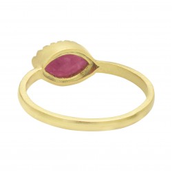 925 Sterling Silver Gold Plated Pink Quartz Gemstone Rings- A1R-8324