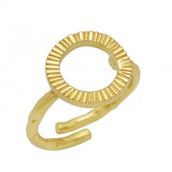 Brass Gold Plated Hammered Round Metal Adjustable Rings- A1R-8586