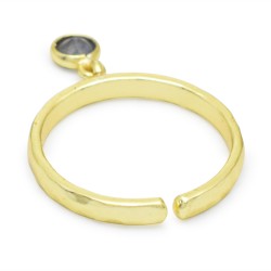 Brass Gold Plated Labradorite Gemstone Adjustable Rings- A1R-8627