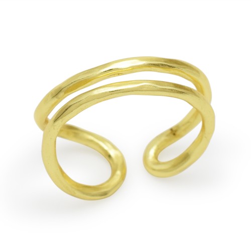 Brass Gold Plated Hammered Metal Adjustable Rings- A1R-8785