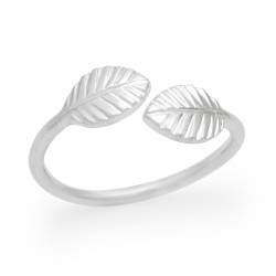 Brass Silver Plated Metal Leaf Adjustable Rings- A1R-8842