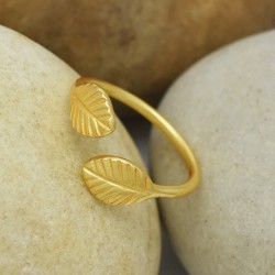 Brass Gold Plated Leaf Metal Adjustable Rings- A1R-8842