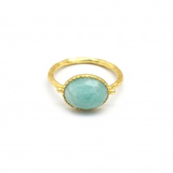 Brass Gold Plated Amazonite Gemstone Rings- A1R-90029