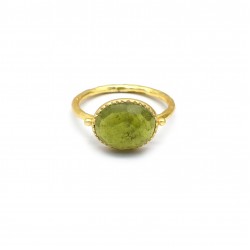 Brass Gold Plated Vessonite Gemstone Rings- A1R-90029