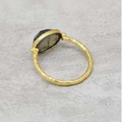 Brass Gold Plated Labradorite Gemstone Rings- A1R-90029