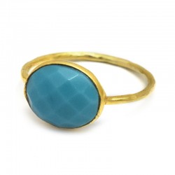 Brass Gold Plated Turquoise Gemstone Rings- A1R-90029