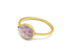 925 Sterling Silver Gold Plated Amethyst Gemstone Rings- A1R-90140