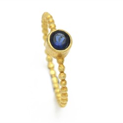 Brass Gold Plated Labradorite, Citrine, London Blue Topaz, Blue Sapphire Gemstone Rings- A1R-9278