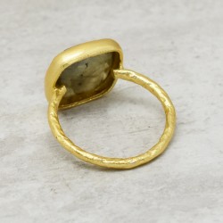 Brass Gold Plated Labradorite Gemstone Rings- A1R-9359