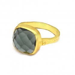Brass Gold Plated London Blue Topaz Gemstone Rings- A1R-9361