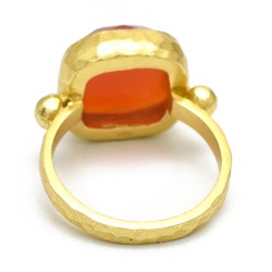 925 Sterling Silver Gold Plated Carnelian Gemstone Rings- A1R-9361