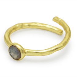 Brass Gold Plated Labradorite Gemstone Adjustable Rings- A1R-9379
