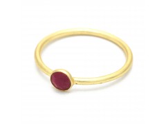 925 Sterling Silver Gold Plated Ruby Gemstone Rings- A1R-9379