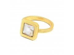 925 Sterling Silver Gold Plated Crystal Quartz Gemstone Rings- A1R-9379
