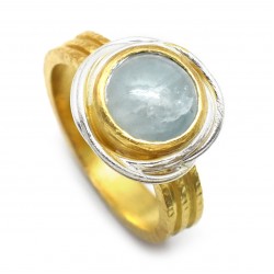 Brass Gold, Silver Plated Aquamarine Gemstone Rings- A1R-9578