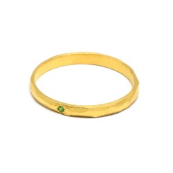 925 Sterling Silver Gold Plated Green CZ Gemstone Rings- A1R-9589