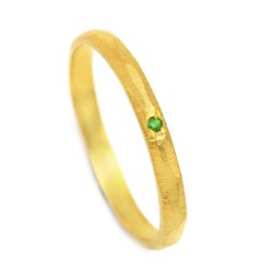 Brass Gold Plated Green CZ Gemstone Rings- A1R-9589