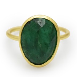 925 Sterling Silver Emerald Gemstone Rings- A1R-9607