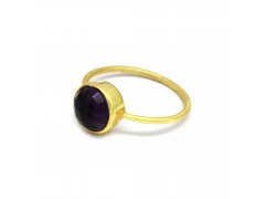 925 Sterling Silver Gold Plated Amethyst Gemstone Rings- A1R-9618