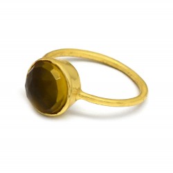 Brass Gold Plated Citrine Gemstone Rings- A1R-9618
