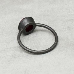 925 Sterling Silver Black Rhodium Plated Ruby Gemstone Rings- A1R-9618
