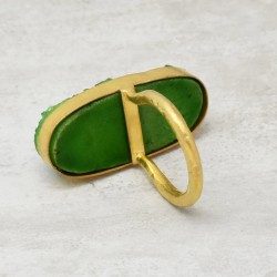 Brass Gold Plated Green Druzy Gemstone Rings- A1R-9684