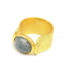 Brass Gold Plated Aquamarine Gemstone Rings- A1R-9840