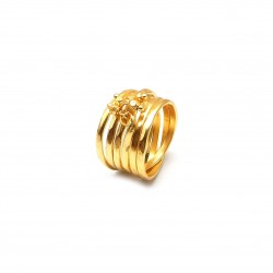 Brass Gold Plated Hand-Cut Metal Beads Rings- A1R-9842