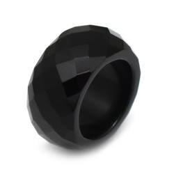 Black Onyx Gemstone Round Rings- CDR-1198