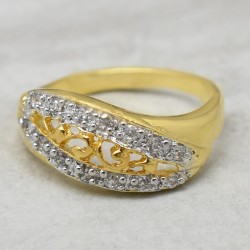 Brass Gold Plated White CZ Gemstone Rings- CDR-2101