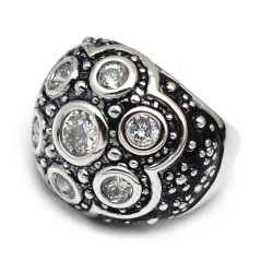 German Silver Silver Plated White CZ Gemstone Rings- CDR-2195