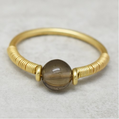 Brass Gold Plated Smoky Gemstone Rings- CDR-2292