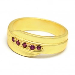 Brass Gold Plated Pink CZ Gemstone Rings- CDR-2442