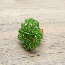 Brass Gold Plated Peridot Crystal Color Gemstone Rings- CDR-2710