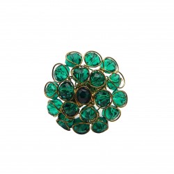 Brass Gold Plated Green Glass Gemstone Rings- CDR-2710