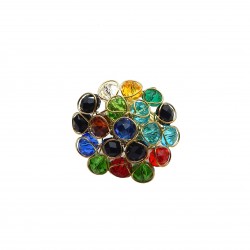 Brass Gold Plated Multi Color Gemstone Rings- CDR-2710